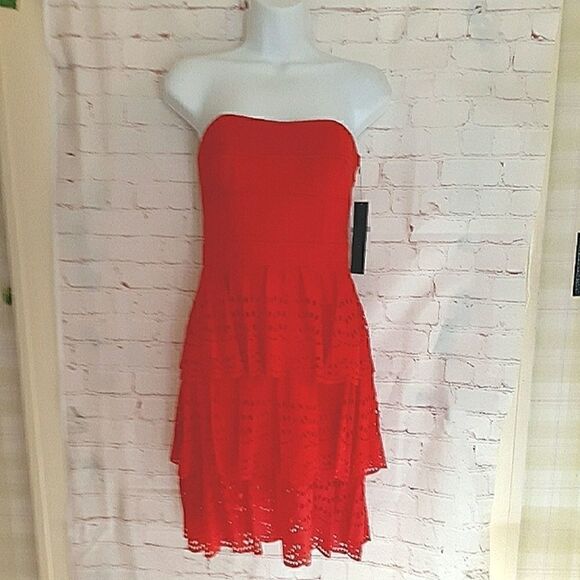 Brand NWT Cynthia Steffe Lipstick Red Strapless Bustier Top Dress 0/XS MSRP $345 - Picture 1 of 6